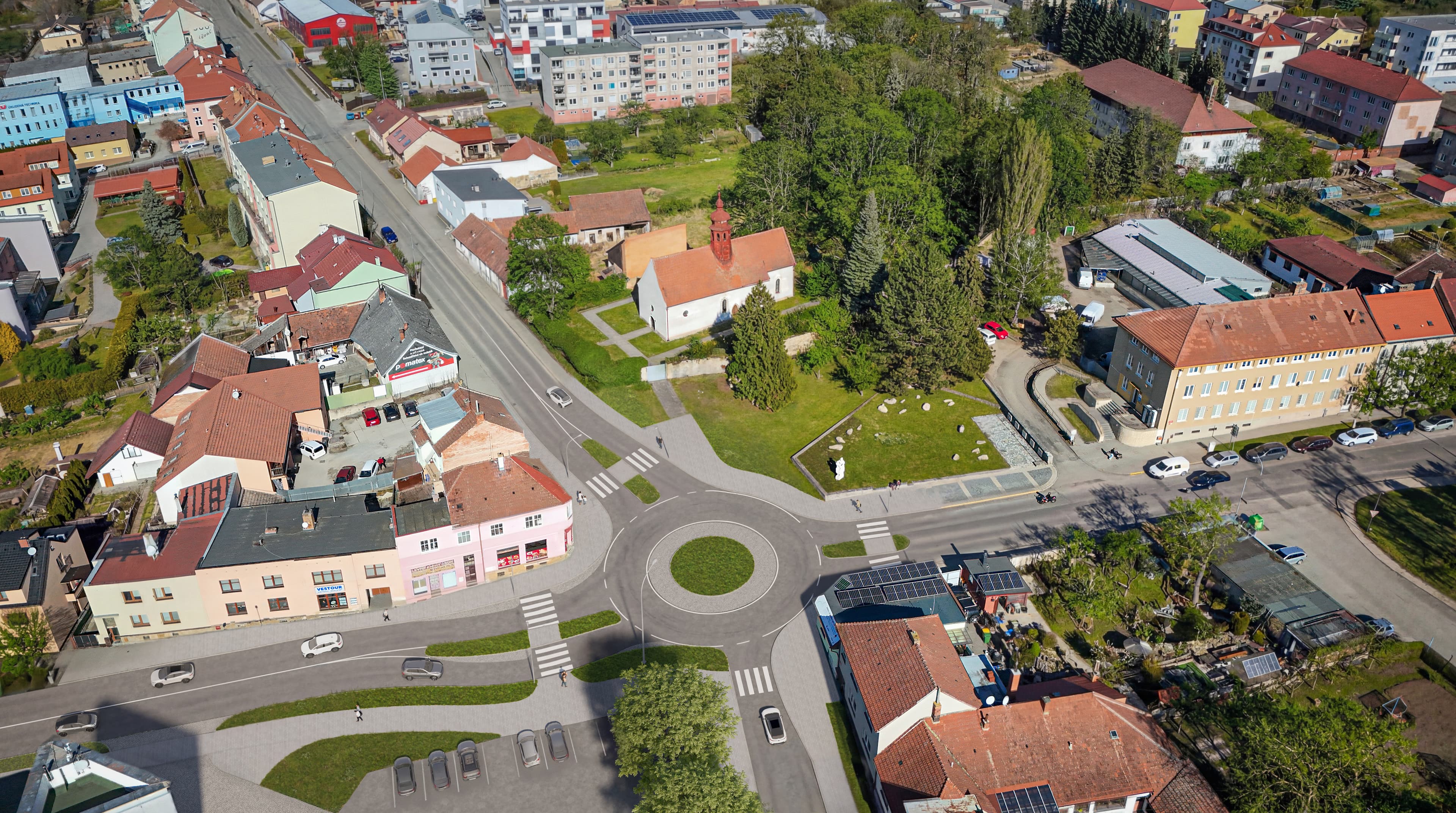 Varianta s menším kruhovým objezdem o průměru 25 metrů